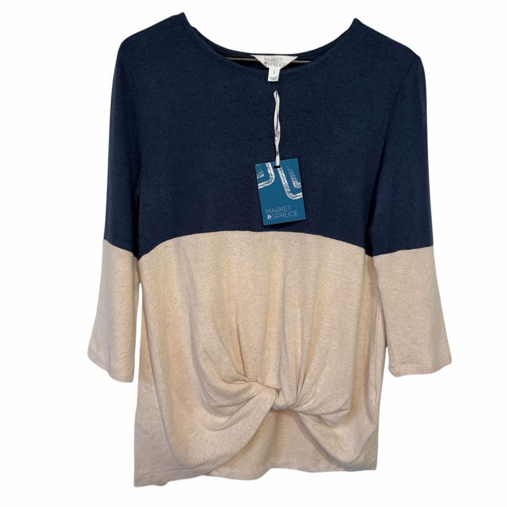 NWT Stitch Fix Market & Spruce Samantha Front Twist Brushed Knit Top size Small